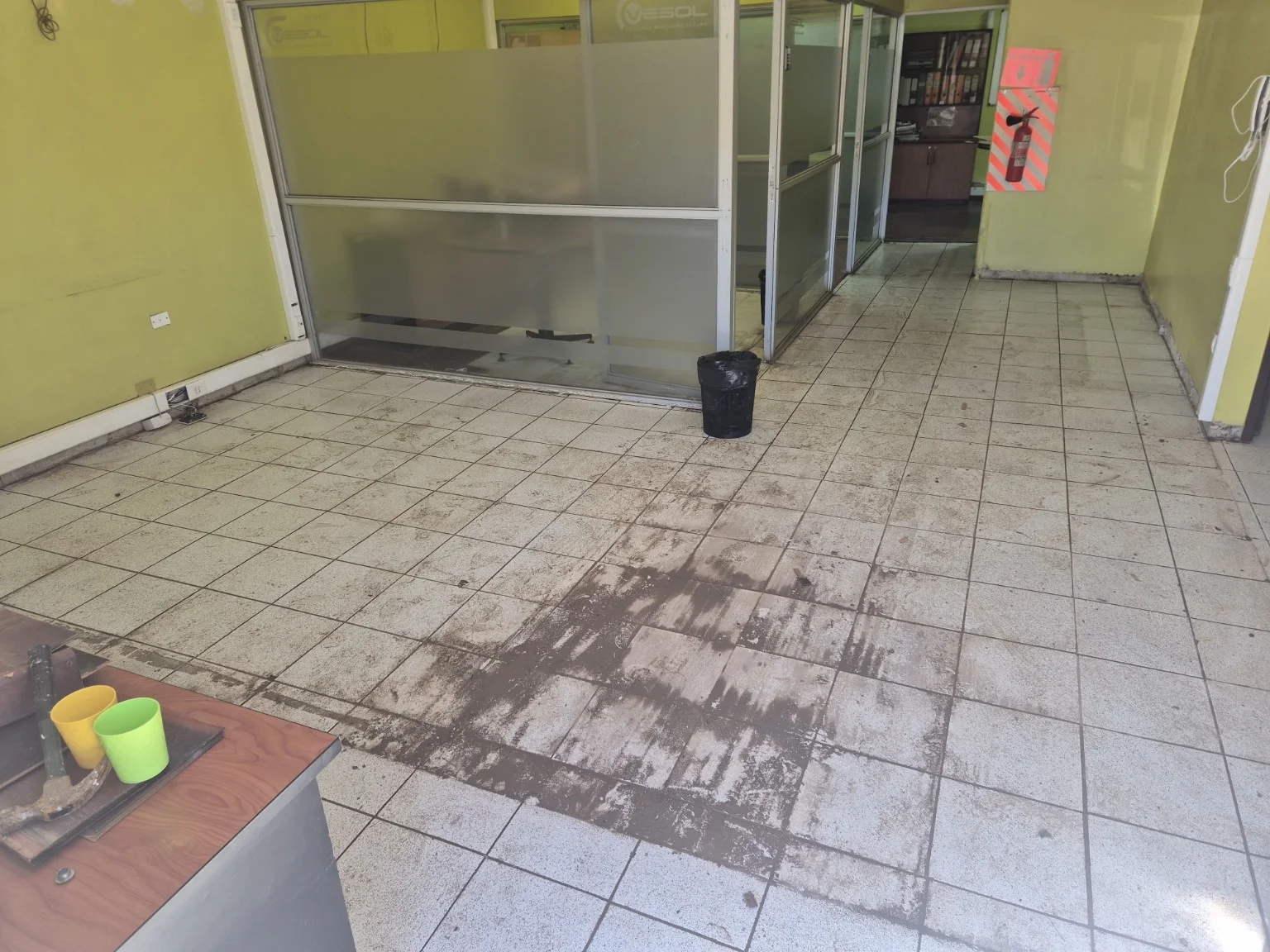 Recepción de Vesol antes de la renovación de piso y terminaciones
